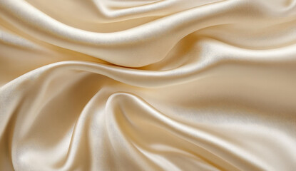 Obraz premium Soft, flowing beige satin fabric creates elegant, luxurious waves and folds.