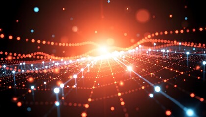 Obraz premium Glowing orange and yellow lights with a blurred background, creating a warm and festive atmosphere