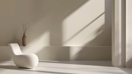 Modern, elegant 3D room with clean lines, neutral colors, abstract background, contemporary interior