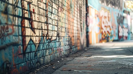 Fototapeta premium Colorful Graffiti Wall in a Urban Alley