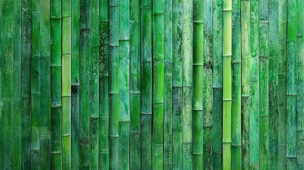 Processed collage of green bamboo fence surface texture. Generative ai