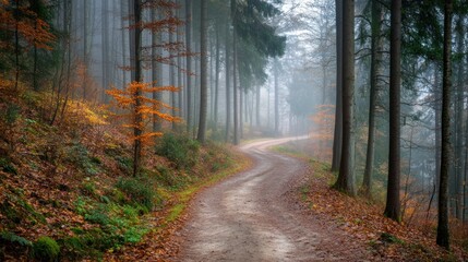 Obraz premium Misty Forest Path