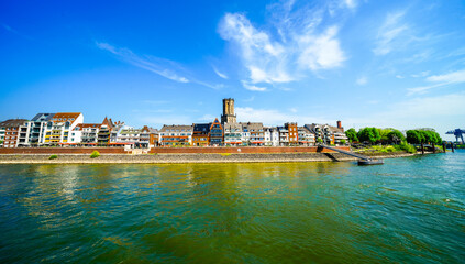 Fototapeta premium View of the landscape and the city on the Rhine near Emmerich am Rhein. 