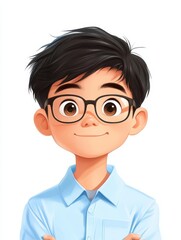 A vibrant digital illustration of a young teen, showcasing unique character expressions in charming cartoon realism.