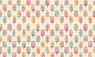 Abstract Ikat seamless pattern, perfect for ethnic-themed backgrounds, curtains, carpets, wallpapers, clothing, and decorations. Ideal for wrapping paper, batik,greeting cards, printing,creative uses.