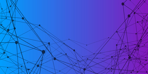 Blue gradient network patterned background. Connection background with dots and lines. polygons plexus vector background, digital data visualization. futuristic shape. Computer generated background.