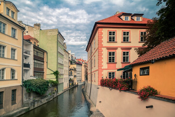 Houses Along Certovka Canal in Prague, Czech Republic