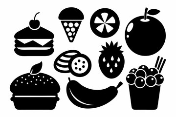 Set Of Appetizing Food silhouette vector illustration