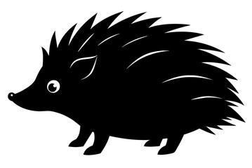 Beautiful hedgehog silhouette black icon vector art illustration