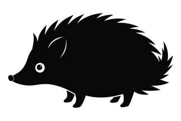 Beautiful hedgehog silhouette black icon vector art illustration