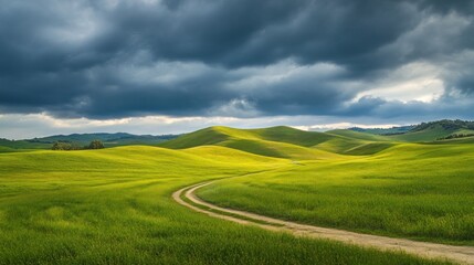Obraz premium Rolling Hills and Dramatic Sky