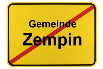 Illustration eines Ortsausgangsschildes von Zempin in Mecklenburg-Vorpommern