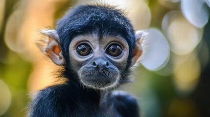 Obraz premium Close-up Portrait of a Young Monkey