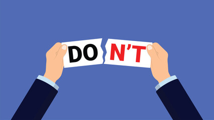 Hand tear don't text paper perfect for risk and motivation concept