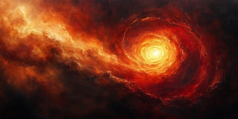 Fototapeta premium Glowing Edge Highlights in a Deep Crimson Vortex Painting, generative ai