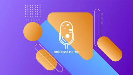 PODCAST GRADIENT PURPLE BACKGROUND COLORFUL WITH GEOMETRIC SHAPES COLOR SIMPLE TEMPLATE DESIGN VECTOR. GOOD FOR COVER DESIGN, BANNER, WEB,SOCIAL MEDIA