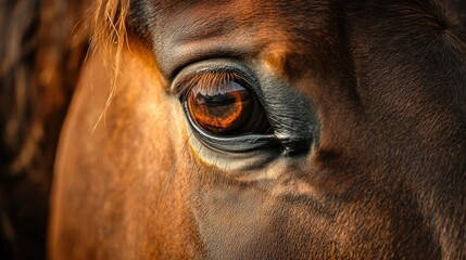 Close-up of a horse's eye, capturing its beauty and detail