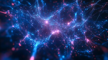 Fototapeta premium Abstract glowing lines and particles forming a complex digital pattern