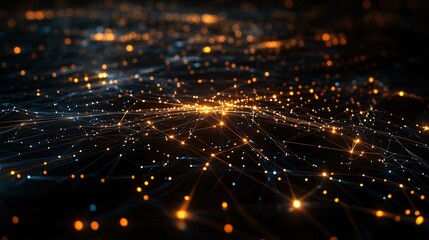 A futuristic network of data connections with glowing lines and digital effects