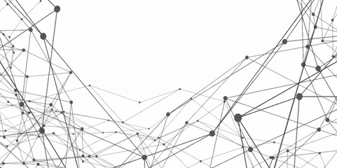 Abstract digital background of points and lines. Technology abstract white digital background .abstract connecting dots and lines. Connection science background Grey Mesh. Vector illustration .	