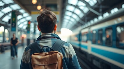 Passenger on a train station platform.