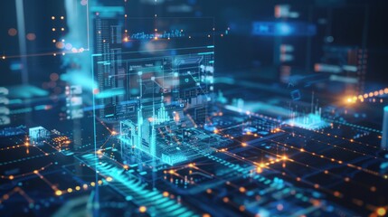 Obraz premium Digital Network: Abstract Visualization of Data Flow and Technology