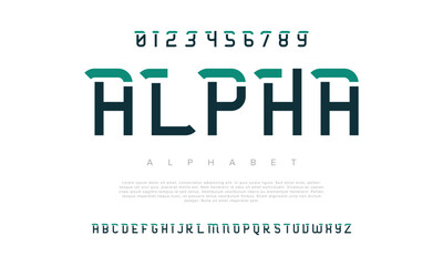 Alpha creative modern geometric urban alphabet font. Digital abstract futuristic, game, techno, robot, music, logo, sport, minimal technology typography. Simple numeric vector illustration