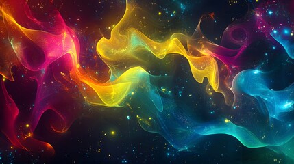 Obraz premium Multi-colored data patterns creating a vibrant abstract design on a dark background