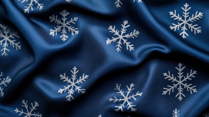 Dark midnight blue fabric background with faint glowing snowflake patterns scattered in an elegant winter Christmas holiday design smooth and cozy feel highlighting seasonal joy and tranquility 