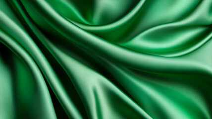 Fototapeta premium Green silk with soft waves and gentle light reflections creating a serene abstract background for World Health Day calming and refreshing vibe 