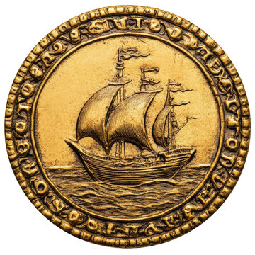 Pirate doubloon gold coin sticker transparent background PNG clipart