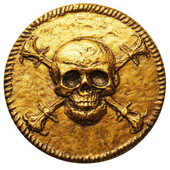 Pirate doubloon gold coin sticker transparent background PNG clipart