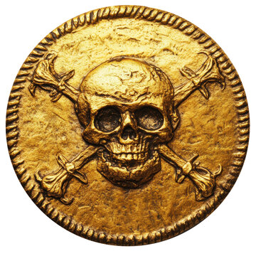 Pirate doubloon gold coin sticker transparent background PNG clipart