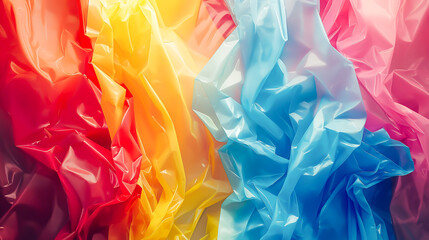 Colorful plastic trash bags. Colorful garbage bags. Global environmental pollution. Protecting the nature from contamination littering pollution