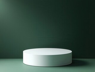 Minimalist display platform on a green background, perfect for showcasing products or artwork in a modern setting.