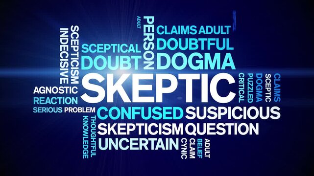 Skeptic animated word cloud;text design animation tag kinetic typography seamless loop.