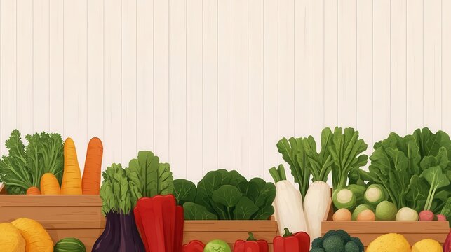Farmers market, local and fresh vegetables, flat design illustration
