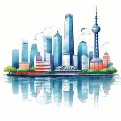 Fototapeta premium the AI Image Generator, shanghai cityscape and skyline