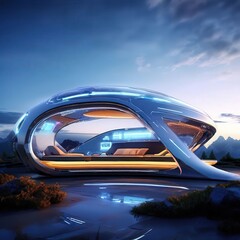 Obraz premium the AI Image Generator, Futuristic house