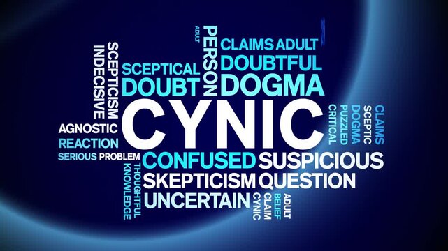 Cynic animated word cloud;text design animation tag kinetic typography seamless loop.