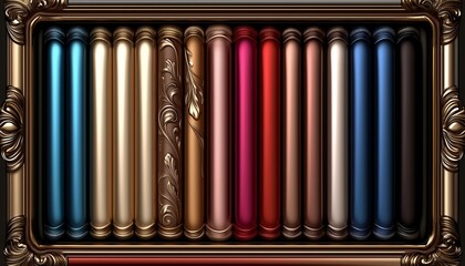 Fototapeta premium Ornate Gold Frame with Colorful Cylinders