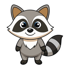 racoon white background vector illustration