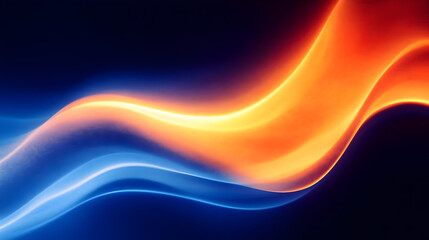 Abstract waves of blue and orange light on a dark background.