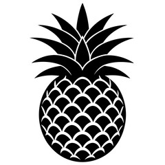 Obraz premium Pineapple black silhouette on white background