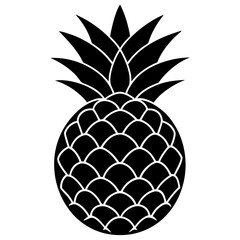 Obraz premium Pineapple black silhouette on white background