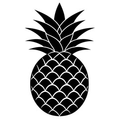 Obraz premium Pineapple black silhouette on white background