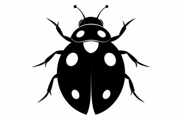 A black vector silhouette of a ladybird insect