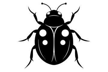 A black vector silhouette of a ladybird insect