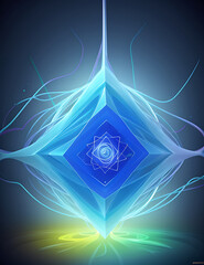 An abstract design exploring the concept of quantum computing, with quantum particles, entangled states, and dynamic visualizations depicted through abstract form, wallpaper style
