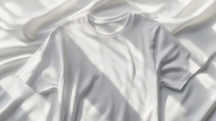 Obraz premium Minimalist white tshirt on a sleek, modern background, Minimalism, Digital Art, Monochromatic, Clean Lines